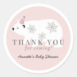 Polar Bear Pink Girl Babydusche Vielen Dank Runder Aufkleber
