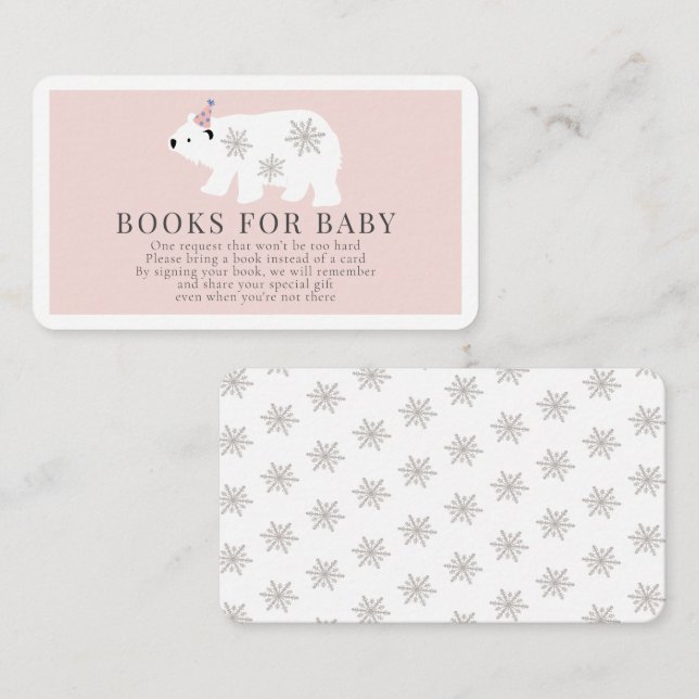 Polar Bear Pink Girl Books for Baby Begleitkarte (Vorne/Hinten)