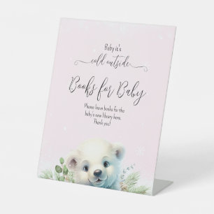 Polar Bear Pink Snow Winter Baby Dusche Sockelschild