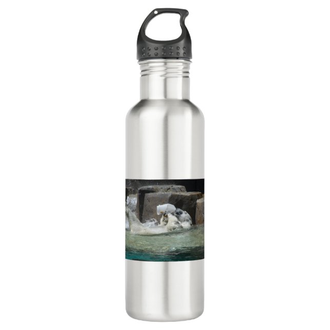 Polar Bear Playing mit Jug Edelstahlflasche (Vorderseite)