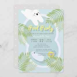 Polar Bear Pool Party Blue Baby Dusche Einladung