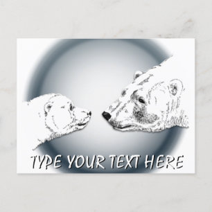 Polar Bear Postcard Mother & Cub Bären Postkarten
