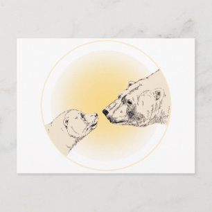 Polar Bear Postcard Mother & Cub Bären Postkarten