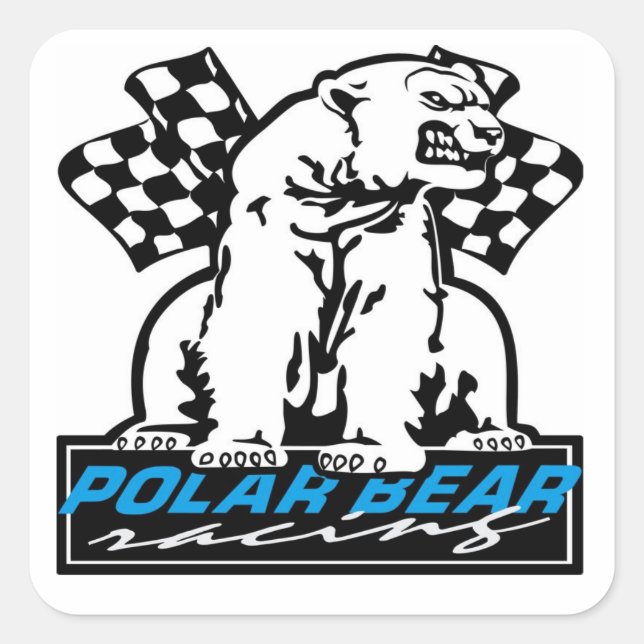Polar Bear Race Quadratischer Aufkleber (Vorderseite)