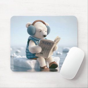 Polar Bear Reading a Newspapier Mousepad