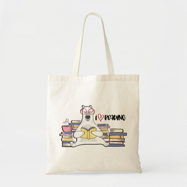 Polar Bear Reading Book Tragetasche (Vorne)