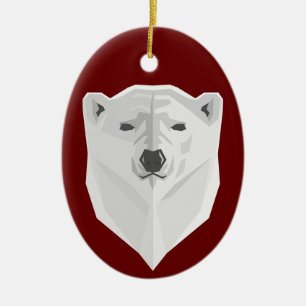 Polar Bear & Red Keramik Ornament