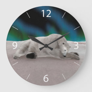 Polar Bear Resting Große Wanduhr