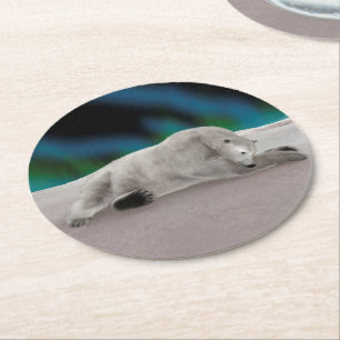 Polar Bear Resting Runder Pappuntersetzer