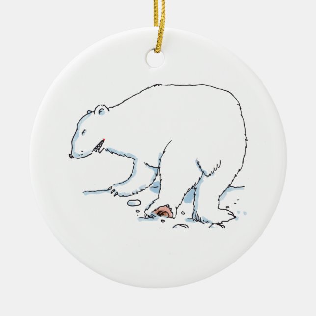 Polar Bear round ceramic ornament (Vorne)