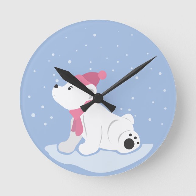 Polar Bear Runde Wanduhr (Vorderseite)