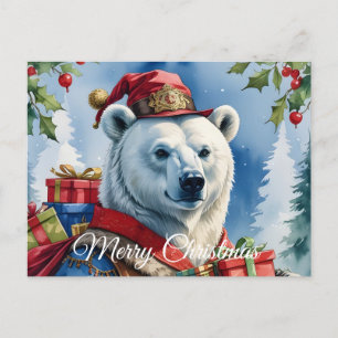 Polar Bear Santa Christmas Design Feiertagspostkarte