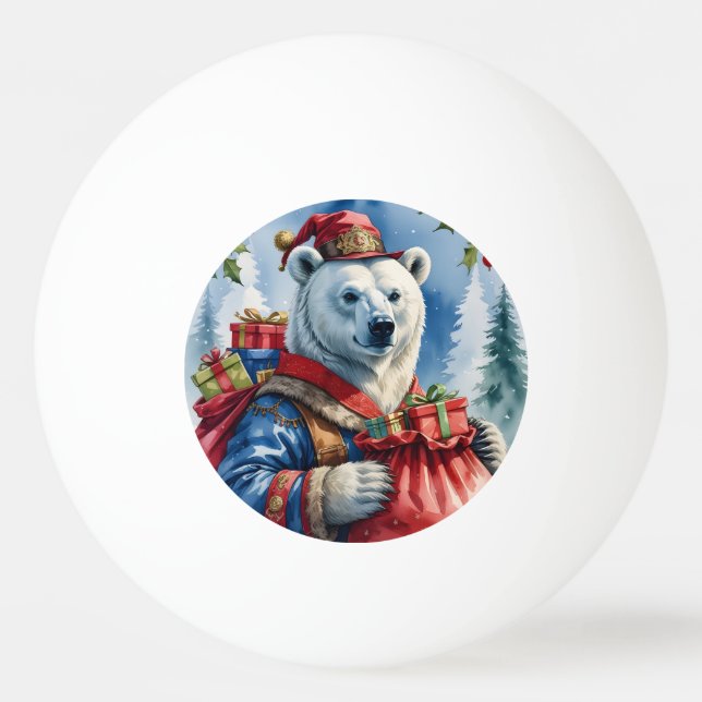 Polar Bear Santa Christmas Design Tischtennisball (Vorderseite)