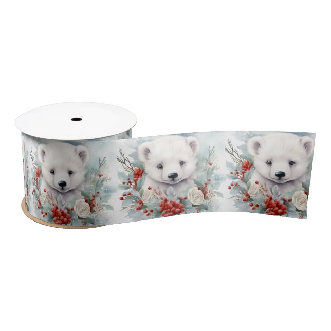 Polar Bear Satin Ribbon Weihnachtsgeschenk Wrap Satinband (Spule)