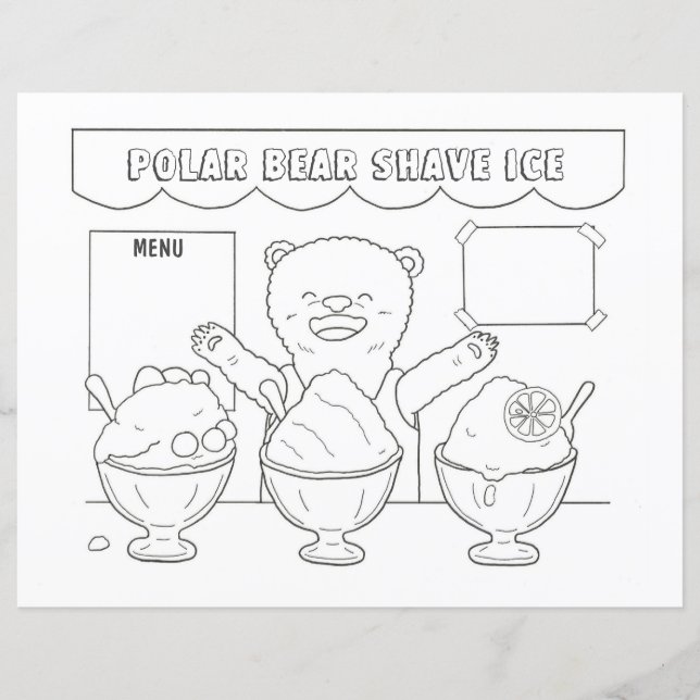 Polar Bear Shave Ice kids Colour Page / Sheet (Vorderseite)