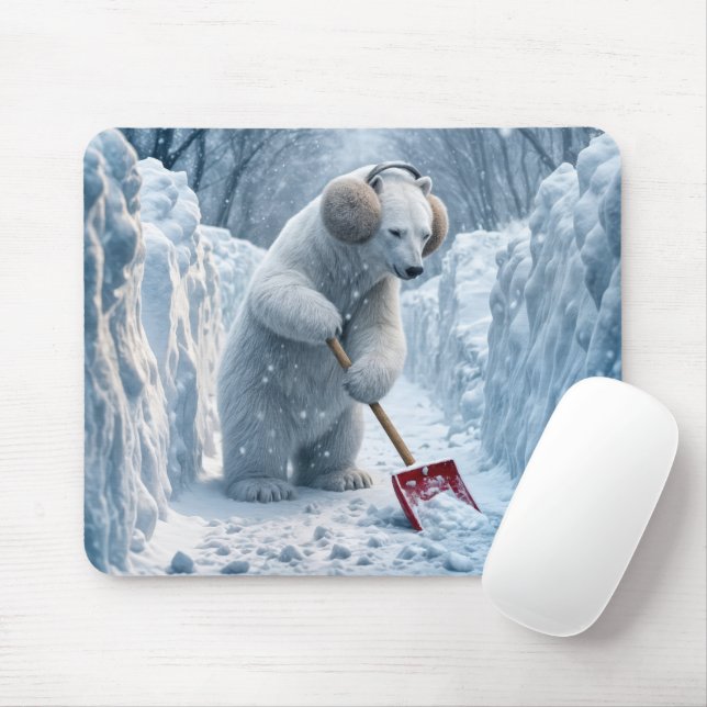 Polar Bear Shooting Snow Mousepad (Mit Mouse)