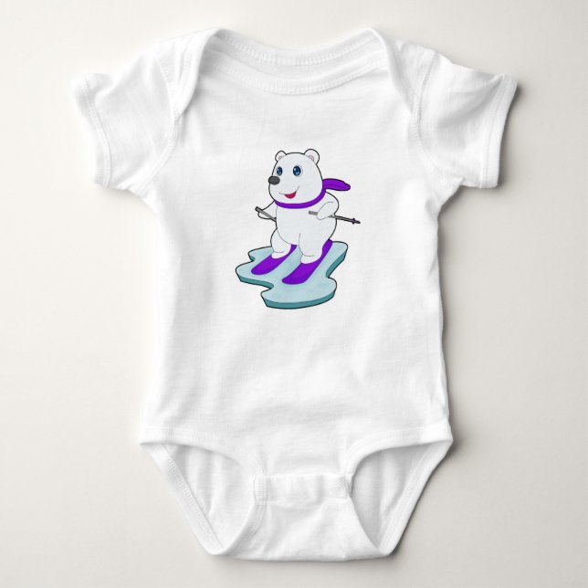 Polar bear Skier Ski Baby Strampler (Vorderseite)