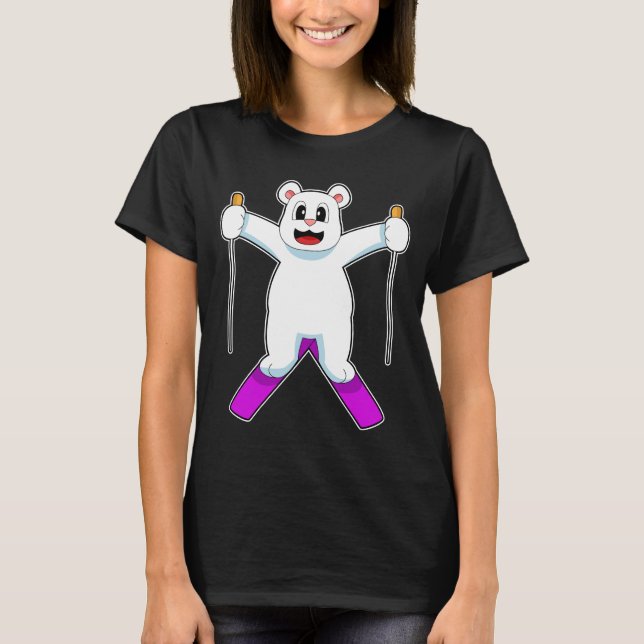 Polar bear Skier Ski Winter sports T-Shirt (Vorderseite)