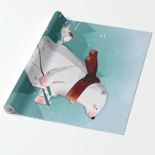 Polar Bear Skiing   Geschenk für Baby Geschenkpapier