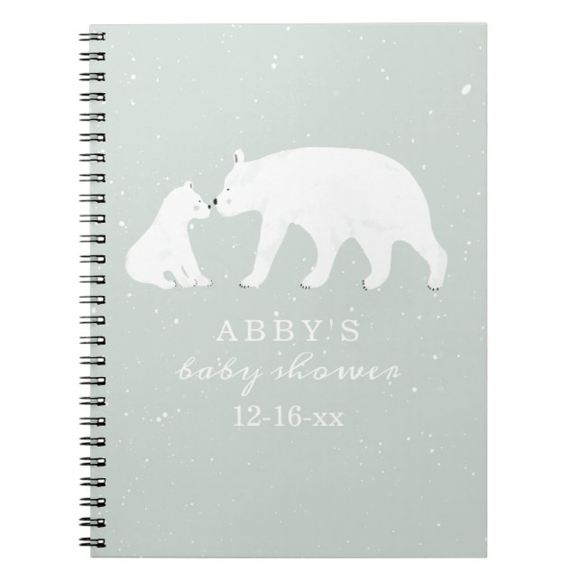 Polar Bear Snow Boy Mama Baby Shooting Guest Book Notizblock (Vorderseite)