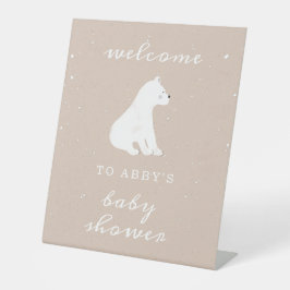 Polar Bear Snow Girl Babydusche Willkommen Sockelschild