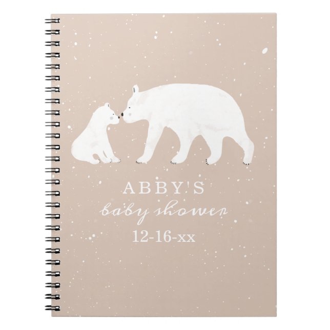 Polar Bear Snow Girl Mama Baby Shooting Guest Book Notizblock (Vorderseite)