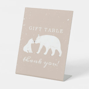 Polar Bear Snow Girl Mama Baby Shooting Table Sockelschild