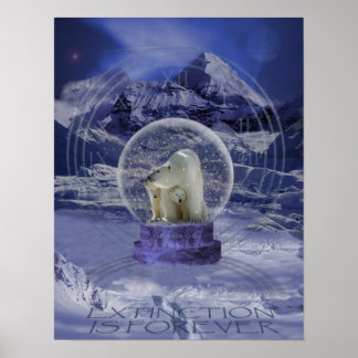 Polar Bear Snow Globe-Kopie Poster