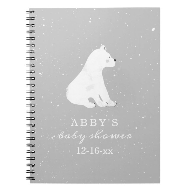 Polar Bear Snow Neutral Baby Shower Gästebuch Notizblock (Vorderseite)
