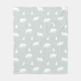 Polar Bear Snow Pattern Blau Fleecedecke