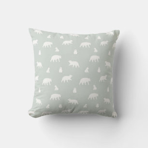 Polar Bear Snow Pattern Blau Kissen