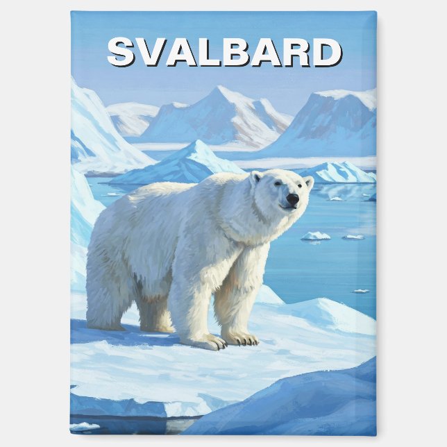 Polar Bear Snow Svalbard Norwegen Magnet (Vorderseite)