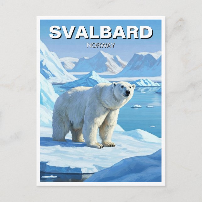 Polar Bear Snow Svalbard Norwegen Postkarte (Vorderseite)