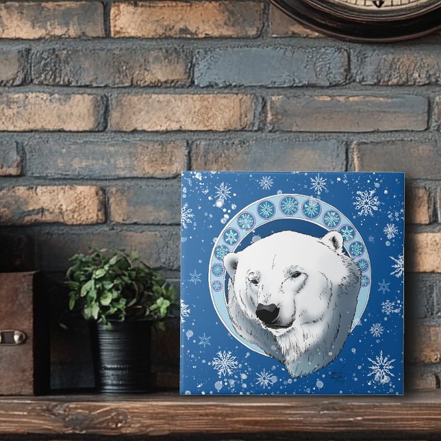 Polar Bear Snowflake Art Nouveau Fliese (Von Creator hochgeladen)