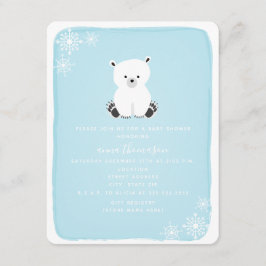 Polar Bear Snowflake Boy Baby Dusche - Blau Einladung