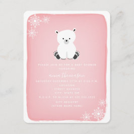 Polar Bear Snowflake Girl Babydusche - Rosa Einladung