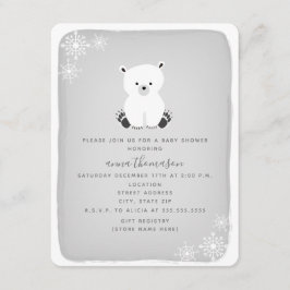 Polar Bear Snowflake Neutral Baby Shower - Grau Einladung