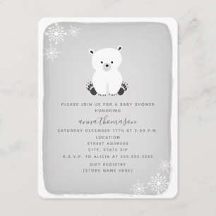 Polar Bear Snowflake Neutral Baby Shower - Grau Einladung