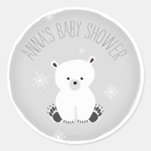 Polar Bear Snowflake Neutral Gray Baby Shower