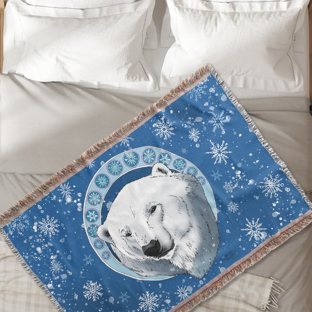 Polar Bear Snowflakes Art Nouveau Decke (Von Creator hochgeladen)