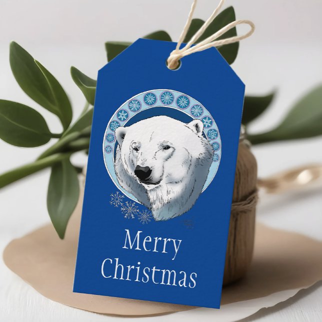 Polar Bear Snowflakes Art Nouveau Geschenkanhänger (Von Creator hochgeladen)