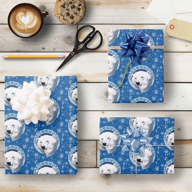 Polar Bear Snowflakes Art Nouveau Geschenkpapier Set (Von Creator hochgeladen)