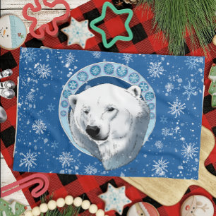 Polar Bear Snowflakes Art Nouveau Geschirrtuch