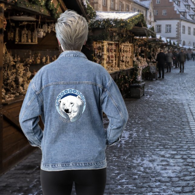 Polar Bear Snowflakes Art Nouveau Jeansjacke (Von Creator hochgeladen)