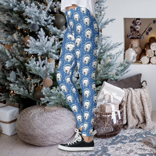 Polar Bear Snowflakes Art Nouveau Leggings