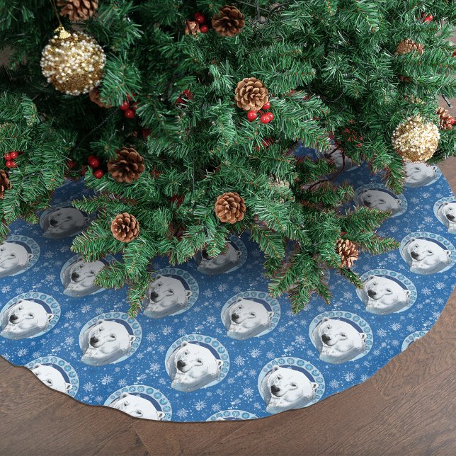 Polar bear Snowflakes Art Nouveau Polyester Weihnachtsbaumdecke (Von Creator hochgeladen)