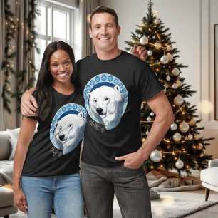 Polar Bear Snowflakes Art Nouveau T-Shirt