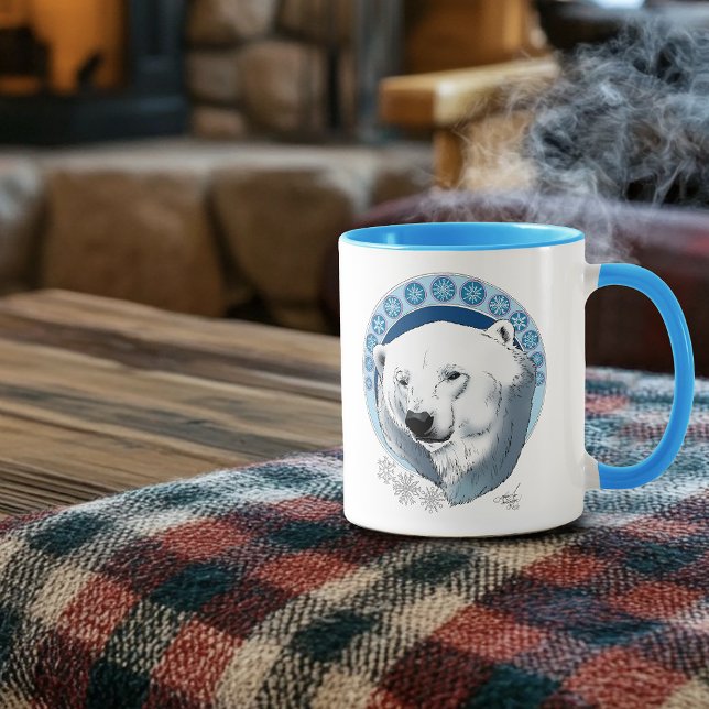 Polar Bear Snowflakes Art Nouveau Tasse (Von Creator hochgeladen)
