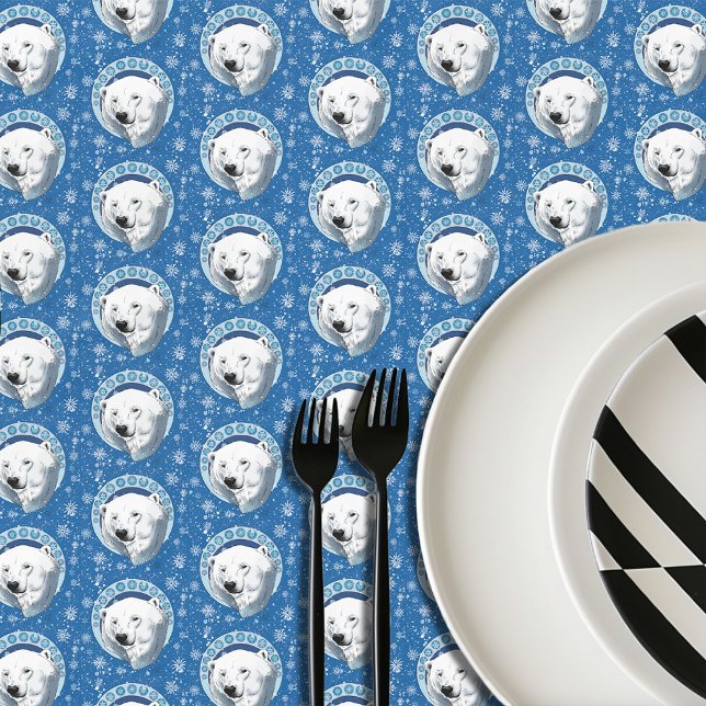 Polar Bear Snowflakes Art Nouveau Tischdecke (Von Creator hochgeladen)