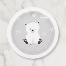 Polar Bear Snowflakes Gray Baby Dusche